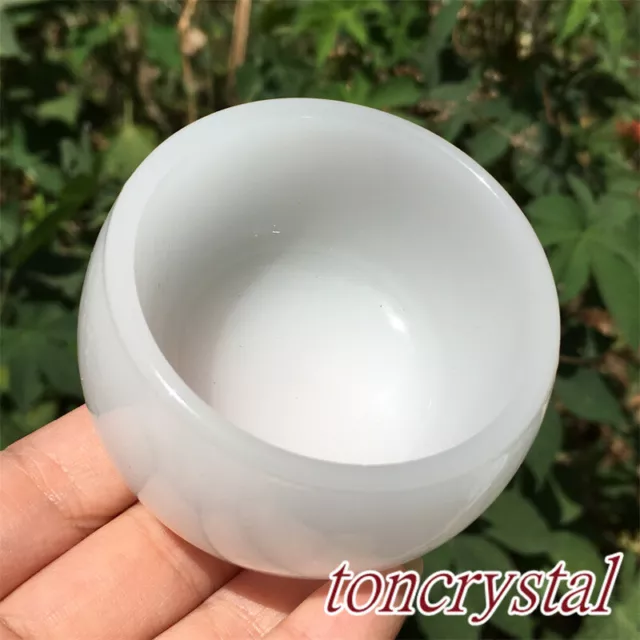 2.5" Natural White Agate Bowl Carved Quartz Crystal Skull Reiki Healing 1pc