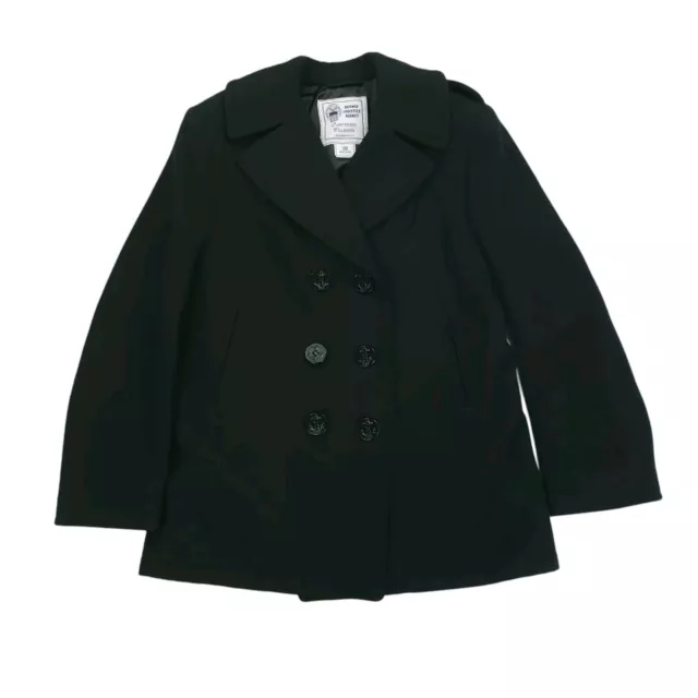 DSCP QUARTERDECK COLLECTION Wool Pea Coat Jacket Womens 10R Black USN ...