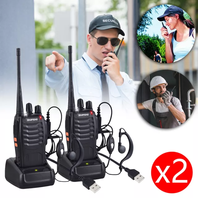 2Pack Baofeng BF-888S Radio Long Range Walkie Talkie Two-way 16CH UHF 400-470MHZ