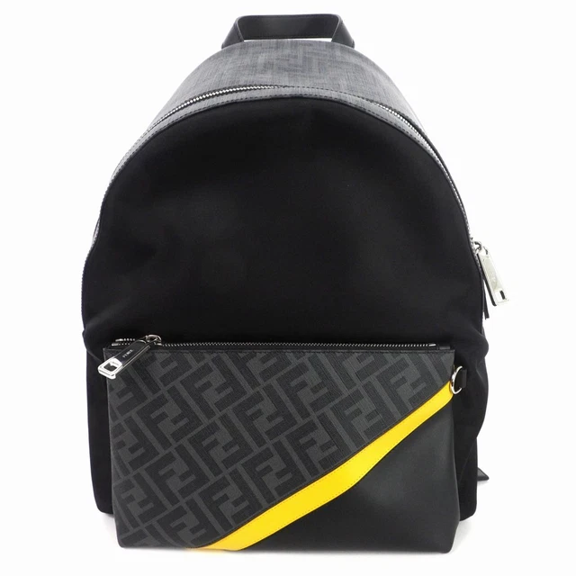 Fendi Nylon Backpack Leather Rucksack Black 7Vz042A9Xtf17Bj Mens Women Vector