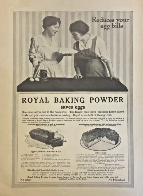 1917 ROYAL BAKING POWDER Vintage Ad Recipes 9x12" + Miller Tires ad on reverse