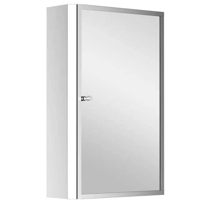 HOMCOM Mirror Cabinet Shelves Bathroom Storage  Stainless Steel Wall Cabinet