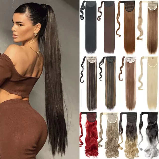 UK Mega Long Clip In Ponytail Hair Extension Extention as Human Straight 14"-32"
