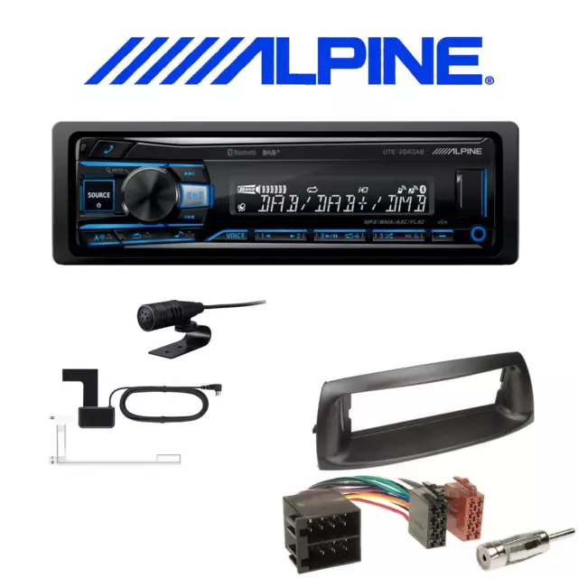 Alpine Autoradio DAB+ Bluetooth mit Einbauset für Fiat Punto 1999-2007 schwarz