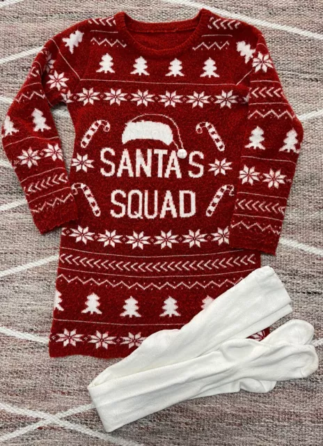 Abito e collant Natale Squadra di Babbo Natale età 6-7 anni