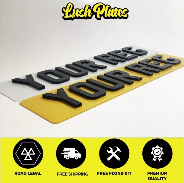 4D 3D Double Laser 6Mm Thick Road Legal Number Plates Premium Quality