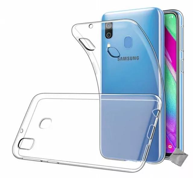 Housse etui coque silicone gel fine Samsung Galaxy A40 +verre trempe TRANSPARENT