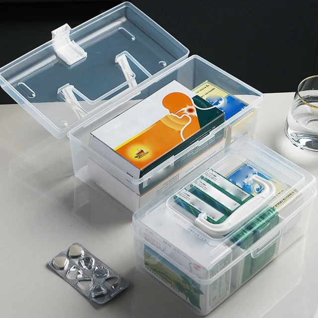 PP Plastic Storage Box Waterproof Medicine Cabinet Stationery Storage Case