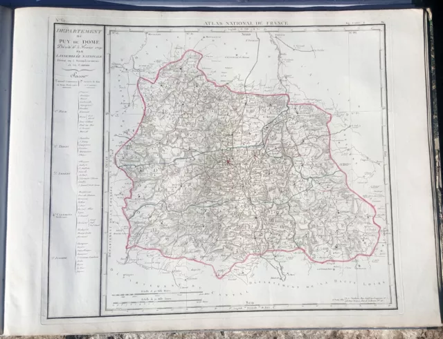 Dépt 63- XVIII ème Superbe Grande Carte 73x56 cm du Puy de Dôme Aquarellée 1790