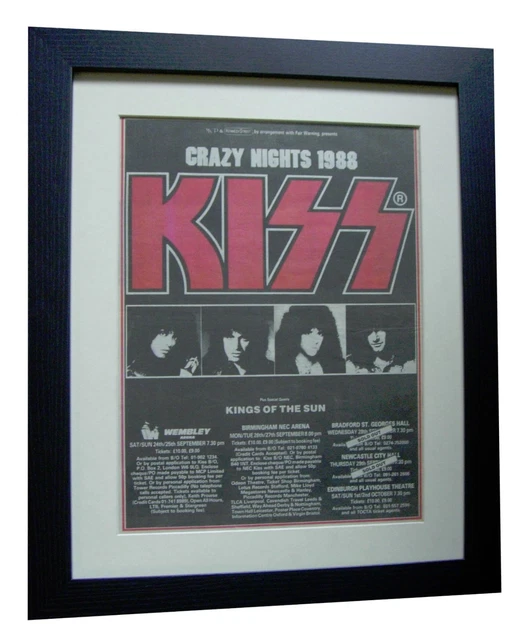 KISS+CRAZY NIGHTS+TOUR+POSTER+AD+RARE ORIGINAL 1988+FRAMED+EXPRESS ...