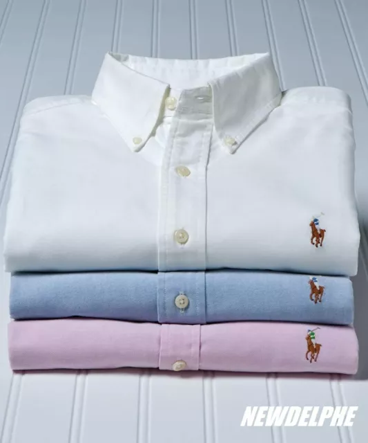 NWT POLO RALPH LAUREN Custom-Fit Oxford Button Down Long Sleeved Shirt MSRP $115