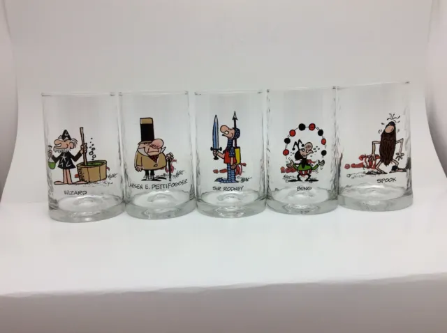Lot of 5 Wizard of ID Character Glasses - Distributed by Arby's in 1983