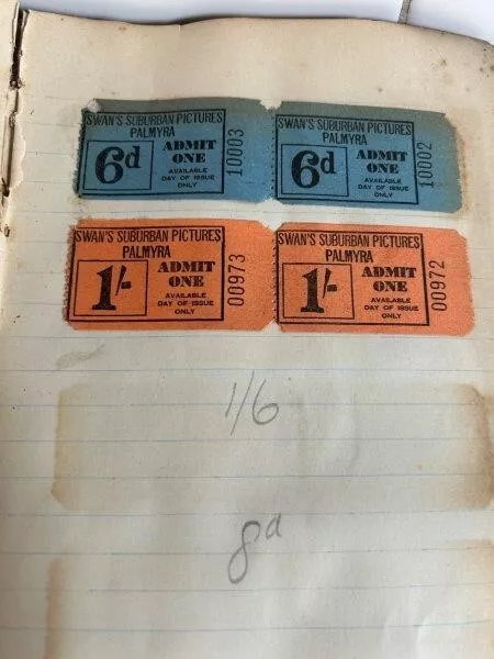 Swans Suburban Pictures Palmyra 1930s/40s unused theatre tickets - RARE (4)