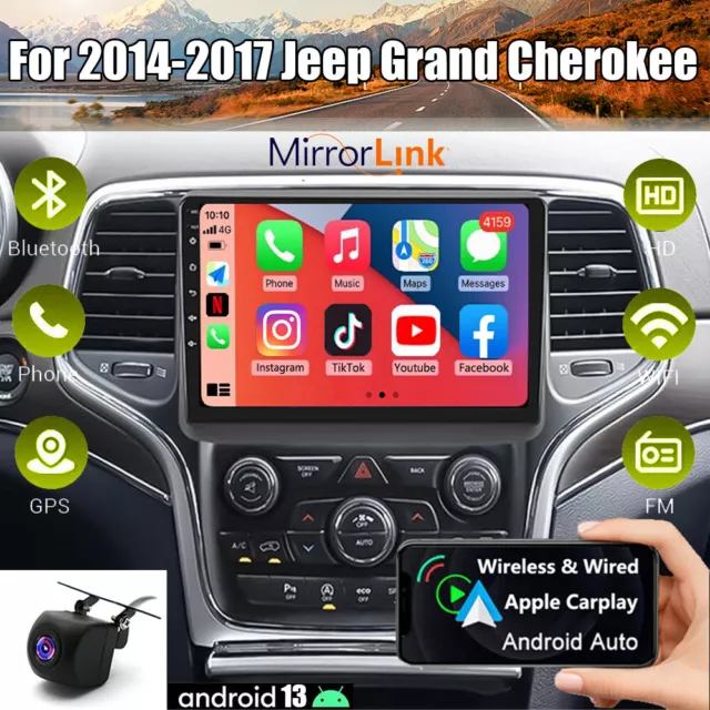 Apple Carplay For 2014-2017 Jeep Grand Cherokee Radio Stereo GPS Navi Android 13