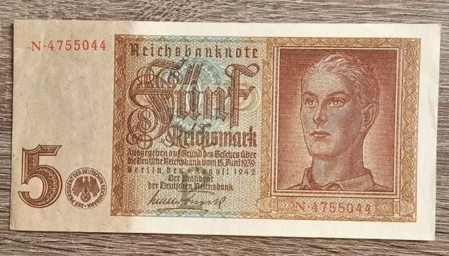 Deutsches Reich 5 Reichsmark von 1942. Papiergeld