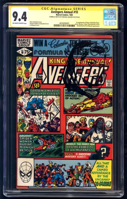 Avengers Annual #10 SS CGC 9.4 Michael Golden Signature Series Sketch 1st Rogue