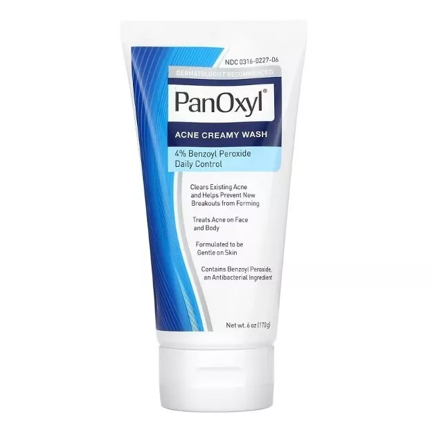 PanOxyl, Acne Creamy Wash, Benzoyl Peroxide 4% Daily Control, 6 oz (170g)