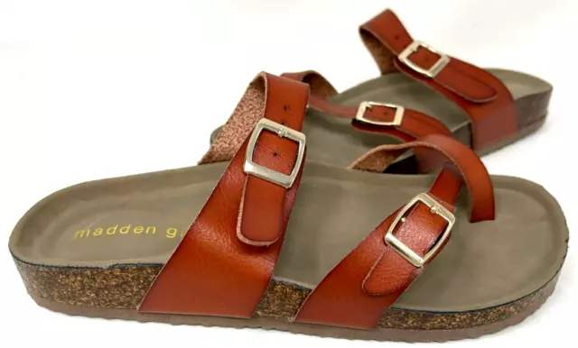 Madden Girl Women's Bryceee Slip On Double Buckle Sandals Brown Size:6 172P