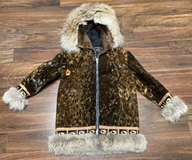 60s vtg Rare anchorage fur factory jacket spotted seal 41(M) Alaska coat Museum