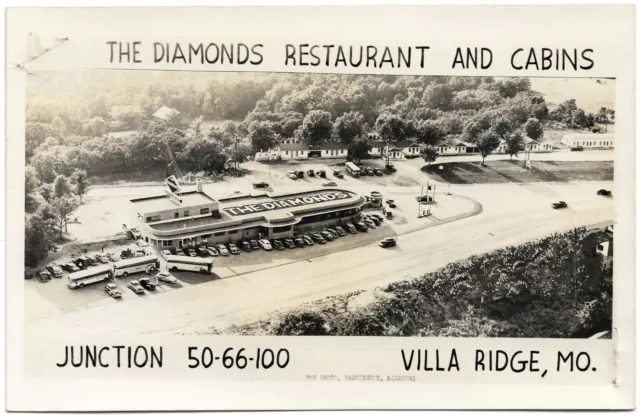 Diamonds Restaurant Route 66 - Villa Ridge MO - Aerial Real Photo Postcard 5591