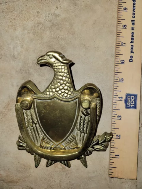 Vintage Solid Brass Door Knocker American Eagle & Shield Federal Style MCM