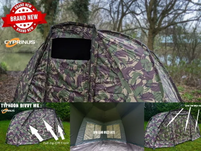 1 Man Carp Fishing bivvy Typhoon by Cyprinus DPM Camo 20,000+ HH RRP £849.99