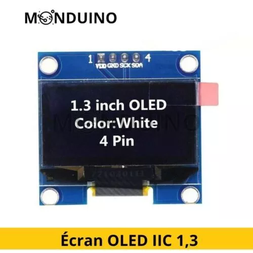 Écran OLED IIC 1,3 pouces 128 x 64 Pixel pour Arduino et Raspberry Pi MONDUINO