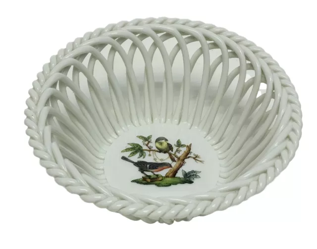 Herend Rothschild Bird Openwork Basket Bowl ~ 4.5"