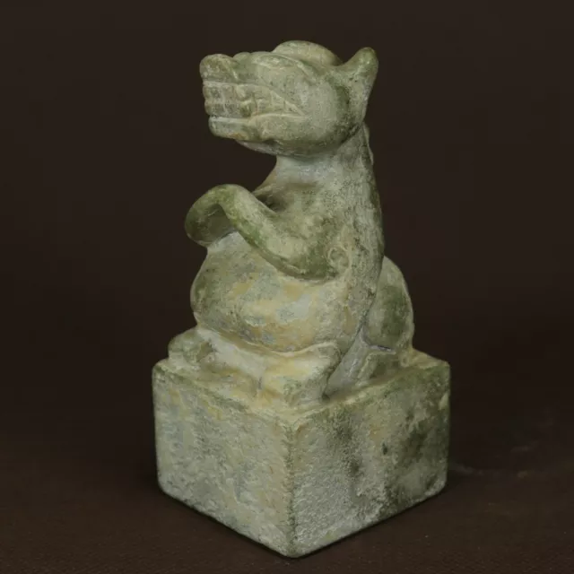 Collectable Chinese Get RuRal Unique Old Jade Carve Beast Statue Seals AAA