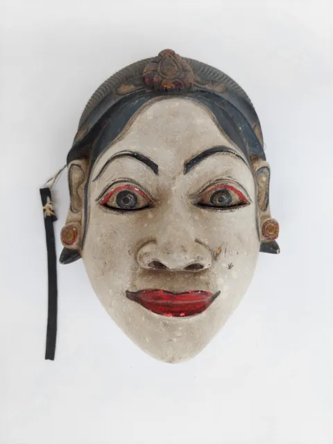 Beautiful Antique Traditional Wood Balinese Mask Indonesia Topeng Raja Putri