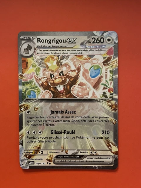 Coffret 10 Cartes Pokémon Françaises – Rongrigou Ex 179/197 Téracristal Ultraboost X Écarlate Et Violet 03 Flammes Obsidiennes