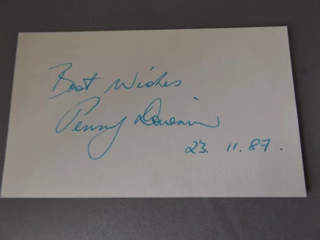 HAND SIGNED 5" x 3" WHITE CARD - PENNY DOWNIE - ACTRESS - DOWNTON ABBEY