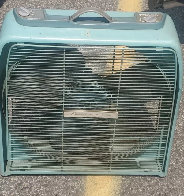 Vintage Heavy Duty Large Box Fan – Kenmore Automatic Blue Thermostat