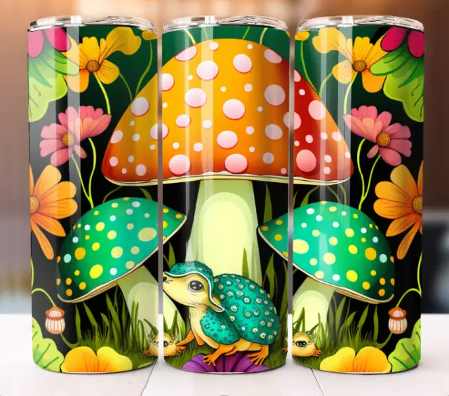 Mushroom Frog Tumbler 20oz Tumbler 20 oz Skinny Cup Mug Lid Straw