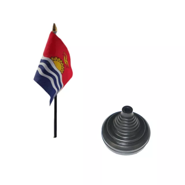 Kiribati 6" x 4" Desk Table Flag with Black Plastic Cone Base