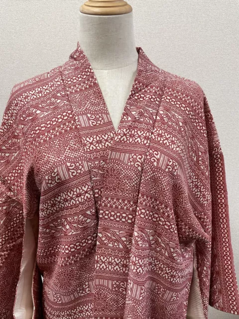 H&A SILK HAORI Vintage Japanese KIMONO Dress cardigan RED Yukata women