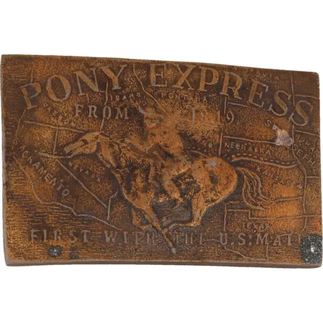 Pony Express American Express Mail Western Southwest 1980s Vintage Belt Buckle