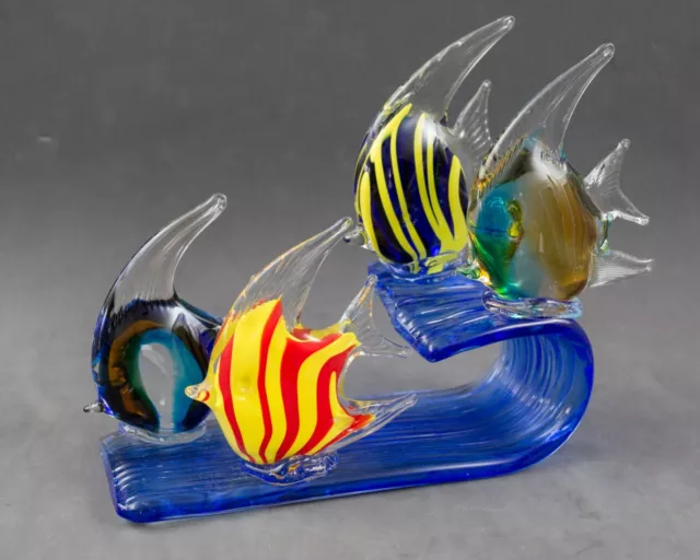 Glass Fish on Wave Figurine Decoration
