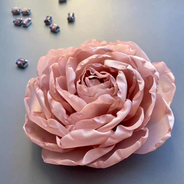 Vibrant Handcrafted Oversized Flower Brooch Dusty pink color Extra large rose