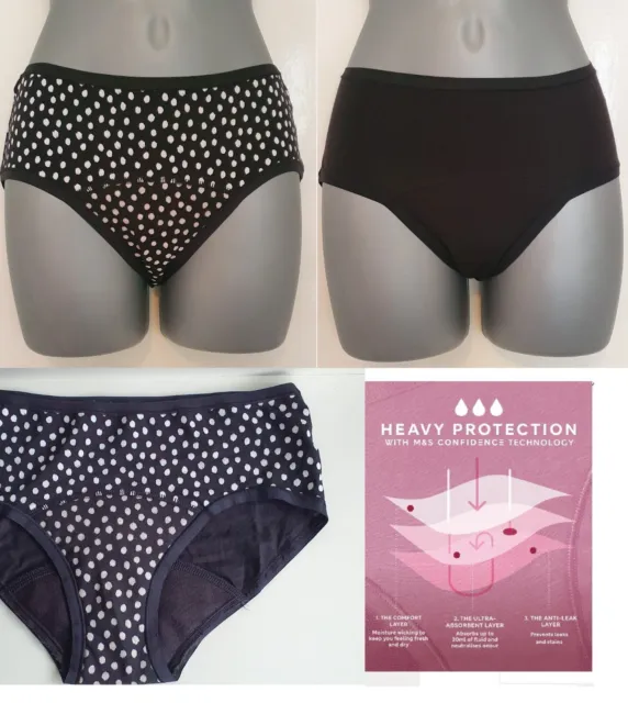 M&S Period Menstrual Knickers Shorts Cotton Birthing Absorbency Briefs Pants