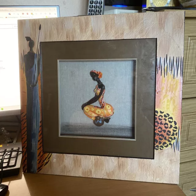mittlere handgefertigte Holz afrikanische Wandkunst 3D Plakette Bild Holz bemalt 40x40cm