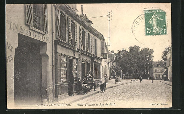 CPA Boissy-Saint-Leger, Hotel Tincelin and Rue de Paris 1912