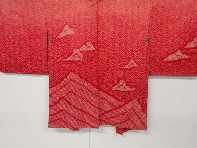 6746074: Japanese Kimono / Vintage Unused Haori / All Shibori / Mountain & Seiga