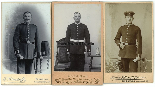 3x Orig. Foto CDV Portrait Soldaten in BERLIN Schöneberg Krug Paradebusch