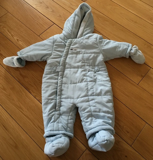Baby Boys Light Blue Mothercare Snowsuit Size 3-6 Months