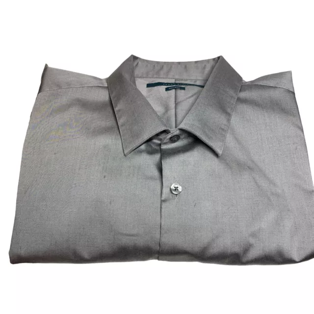 Perry Ellis Dress Shirt Mens Gray Polished 100% Cotton Non-Iron Size XL