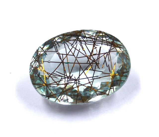 Certifié EGL 80.00 CT Transparent Doré Rutile Quartz 33mm Gemme VT1277
