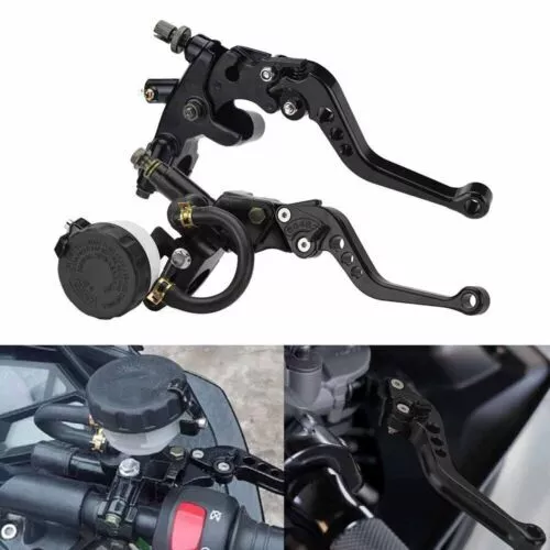 2PCS CNC Universal Motorcycle 7/8" Master Cylinder Reservior Brake Clutch Levers