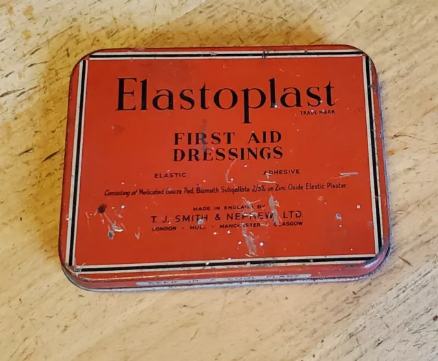 VINTAGE ELASTOPLAST FIRST Aid Dressing Tin Box $4.00 - PicClick