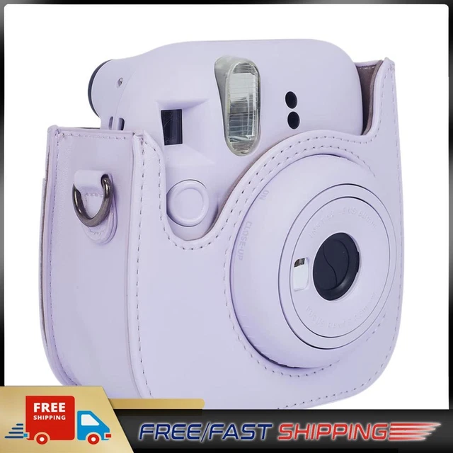 Instant Camera Bags PU Leather for Fujifilm Instax Mini 12/11/9/8 (Purple)